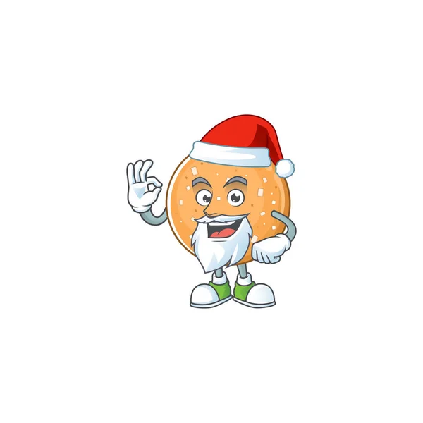 Une belle mascotte de biscuits au sucre de Santa style photo avec doigt ok — Image vectorielle