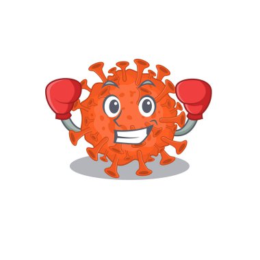 Sportif elektron mikroskobu Coronavirus boks maskotu tasarımı