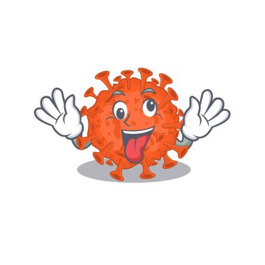 Çılgın yüzlü elektron mikroskobu Coronavirus maskotu tasarımı