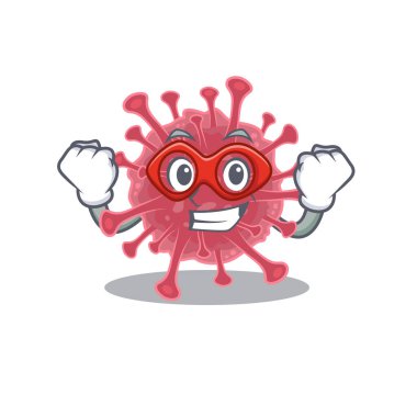 Süper kahraman bir çizgi film karakterinde Coronavirus hastalığının resmi.
