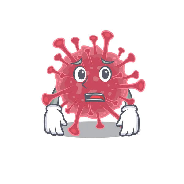 Desenhos animados da doença coronavírus mostrando rosto ansioso —  Vetores de Stock