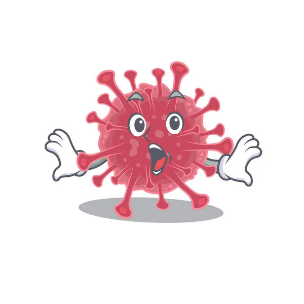Ένας χαρακτήρας κινουμένων σχεδίων της νόσου του Coronavirus κάνει μια αιφνιδιαστική χειρονομία — Διανυσματικό Αρχείο