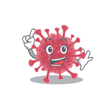 Maskot karakter tarzında bir parmak koronavirüs hastalığı.