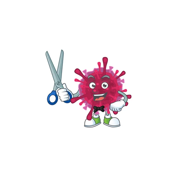 快乐的理发师amoeba coronaviruses吉祥物设计风格 — 图库矢量图片
