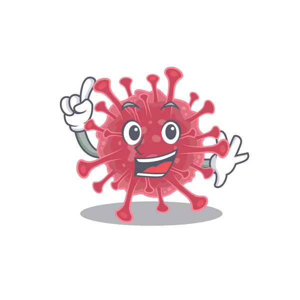 Un dedo coronavirus enfermedad en la mascota de dibujos animados estilo de personaje — Vector de stock