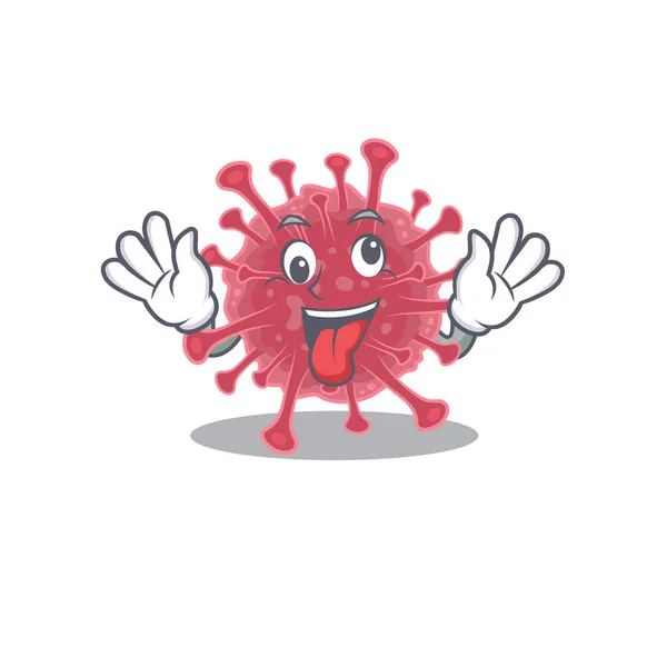 狂気の顔のコロナウイルス病マスコットのデザインスタイルの写真 — ストックベクタ