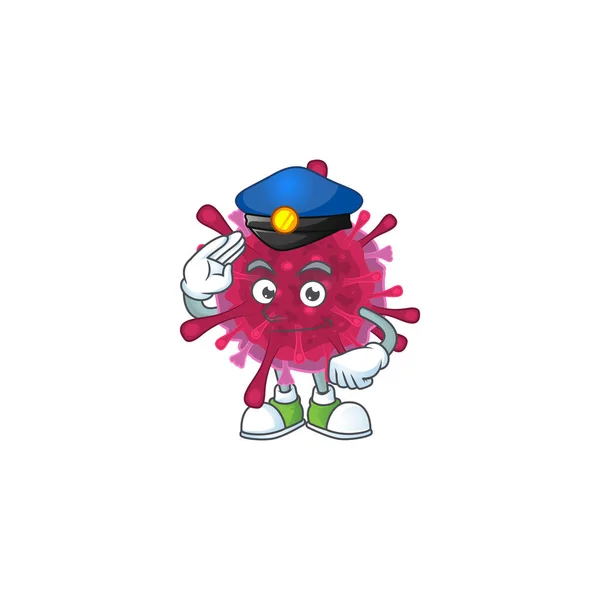 Ein Charakterdesign von Amöben-Coronaviren, die als Polizeibeamte arbeiten — Stockvektor