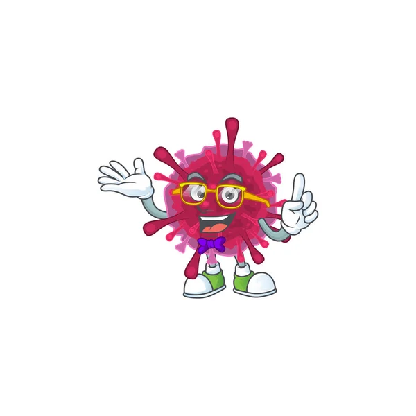 Der Geek-Charakter des Maskottchen-Designs der Amöben-Coronaviren — Stockvektor