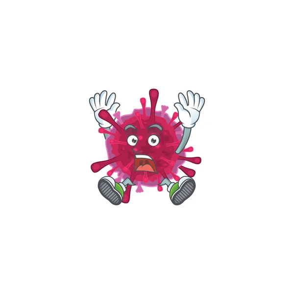 Una imagen de diseño de dibujos animados coronavirus ameba con gesto impactante — Vector de stock