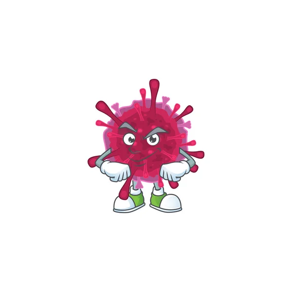 Amoeba coronaviruses icona della mascotte stile di design con volto Smirking — Vettoriale Stock