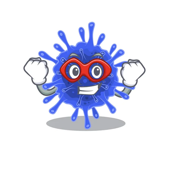 Uma imagem da bactéria coronavírus em um personagem de desenho animado Super herói — Vetor de Stock