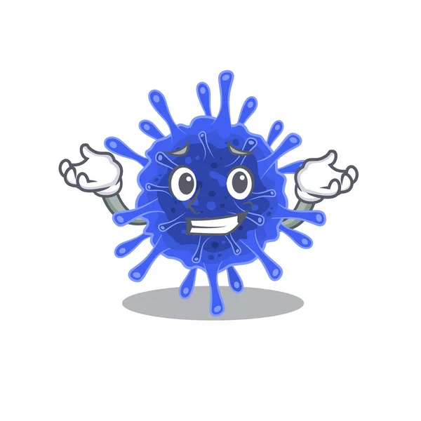 Cara feliz de bacterias coronavirus mascota estilo de dibujos animados — Vector de stock