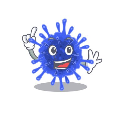 Maskot karakter tarzında bir parmak bakterisi koronavirüsü