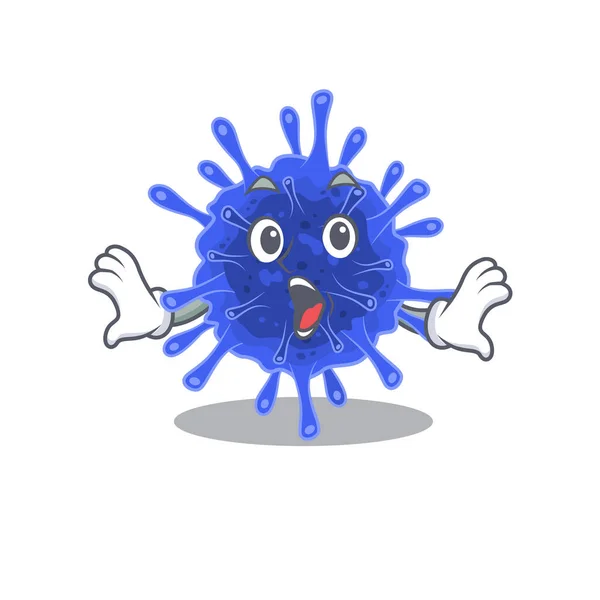 Karikatura postava bakterie coronavirus dělá překvapené gesto — Stockový vektor
