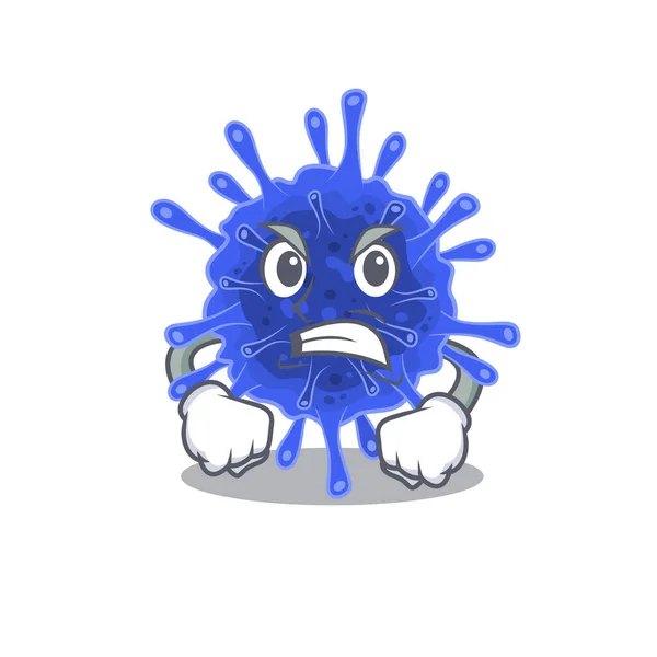 Bactérias coronavírus desenho de desenho animado com rosto zangado —  Vetores de Stock