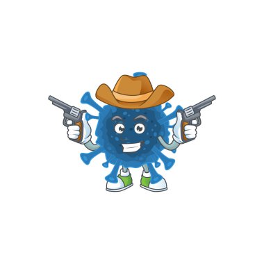 The brave of coronavirus desease Cowboy cartoon character holding guns clipart