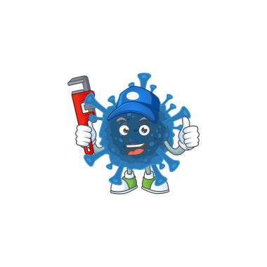 Smiley Plumber coronavirus desease on mascot picture style