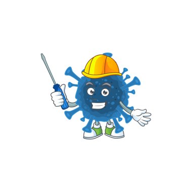 Smart automotive coronavirus desease in cartoon character style