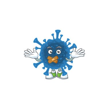 mascot cartoon character design of coronavirus desease making a silent gesture