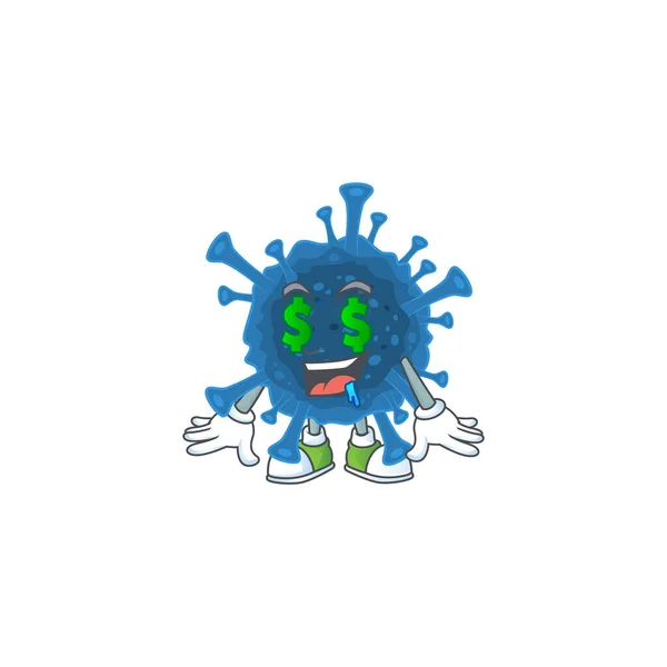 Cartoon character style of coronavirus desease with Money eye — ストックベクタ