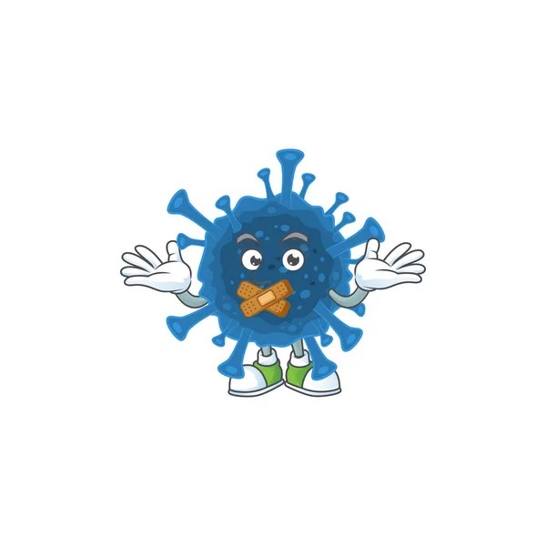 Mascot cartoon character design of coronavirus desease making a silent gesture — Stok Vektör