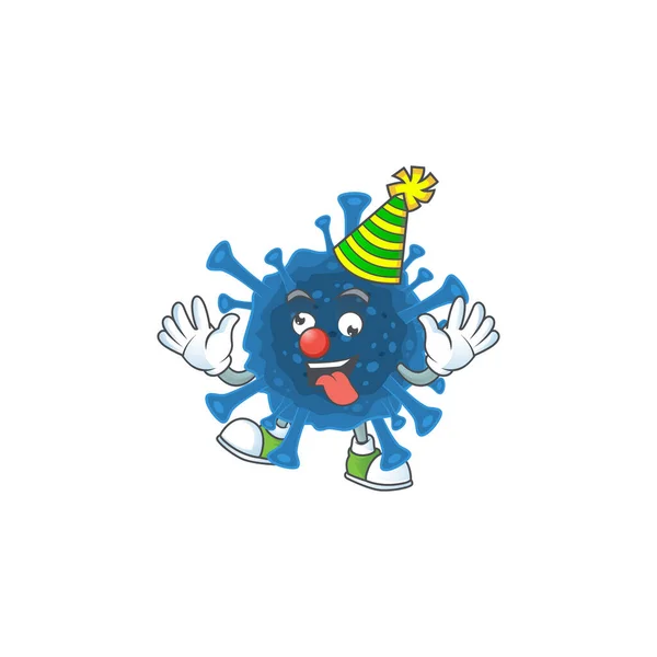 Cute and funny Clown coronavirus desease cartoon character mascot style — Stockvektor