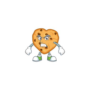 Charming chocolate chips love mascot design style waving hand