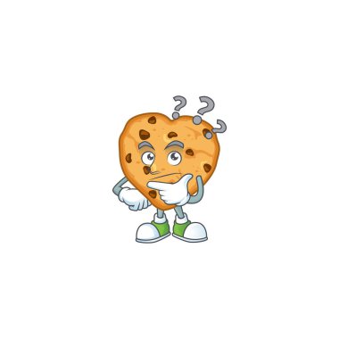 Cute chocolate chips love cartoon character using a microphone