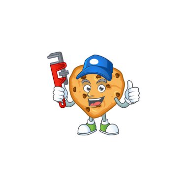 Smart Plumber worker of chocolate chips love cartoon character design