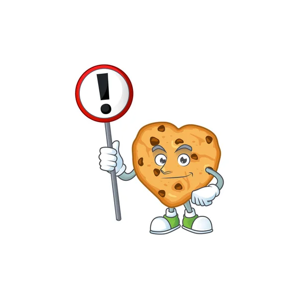Smiling cartoon design of chocolate chips love with a sign — 스톡 벡터