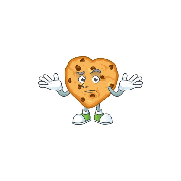 A picture of smirking chocolate chips love cartoon character design style — Stockvector