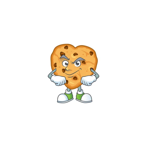 An icon of chocolate chips love mascot design with confident gesture — Stok Vektör