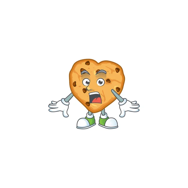 A mascot design of chocolate chips love making a surprised gesture — Stock Vector