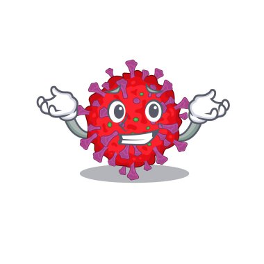 Coronavirus parçacık maskotu tarzının mutlu yüzü