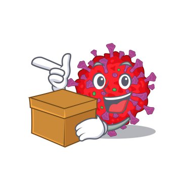 Coronavirus parçacık tasarım stili bir kutuya sahip