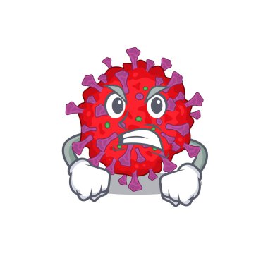 Coronavirus parçacık karikatür karakter tasarımı kızgın yüzlü