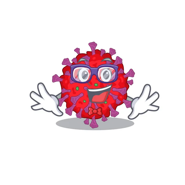 Super Funny Geek coronavirus particle cartoon character design — Stock Vector