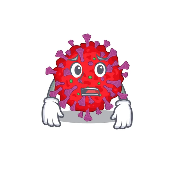 Kreslený obrázek částice koronaviru s úzkostlivou tváří — Stockový vektor