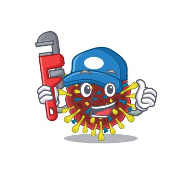 Akıllı Tesisatçı Corona virüs molekülü çizgi film karakter tasarımında