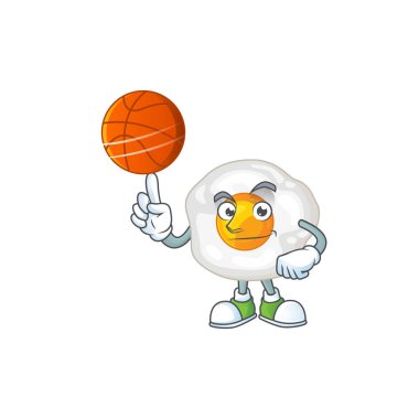 Attractive fried egg cartoon design with basketball