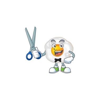 Cool Barber fried egg mascot design style
