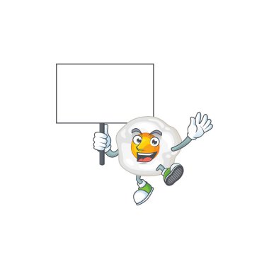 Sweet fried egg cartoon character bring a board
