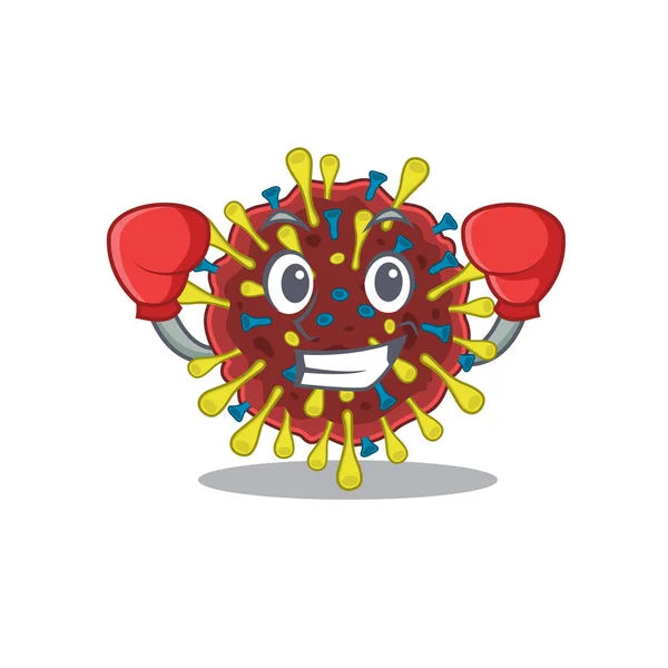 Стиль дизайна талисмана бокса молекулы вируса короны спорта — стоковый вектор