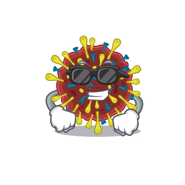 Super cool corona virus molécula mascota personaje con gafas negras — Archivo Imágenes Vectoriales