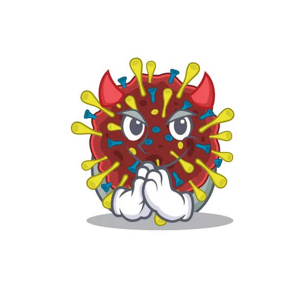 Μια εικόνα του μορίου του ιού της κορώνας στο σατανικό σχέδιο κινουμένων σχεδίων — Διανυσματικό Αρχείο