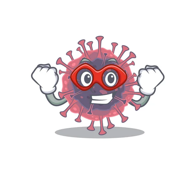 Obraz mikrobiologii koronawirusa w postaci kreskówki Super bohatera — Wektor stockowy