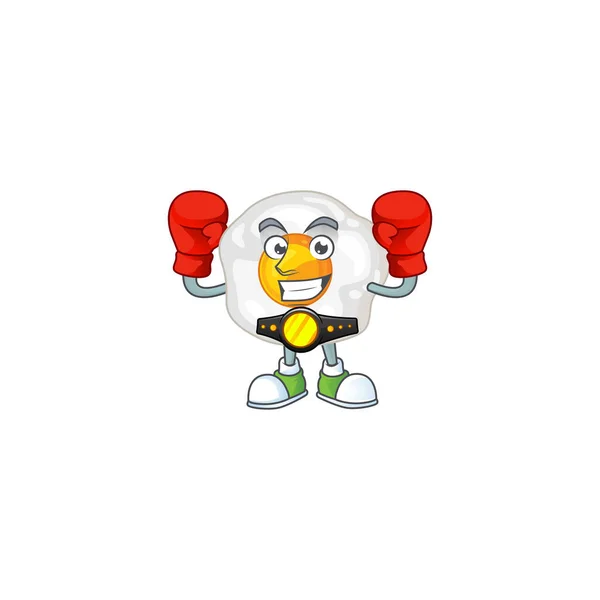 A sporty boxing of fried egg mascot design style — Stockvector