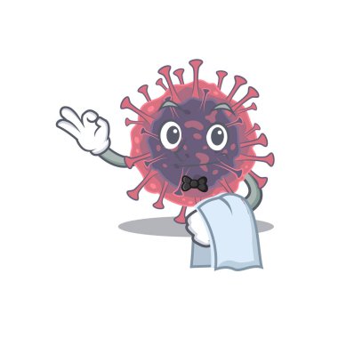 Garson olarak çalışan bir mikrobiyoloji Coronavirus çizgi film karakteri tasarımı.