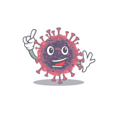 Maskot karakter tarzında bir parmak mikrobiyolojisi koronavirüsü.