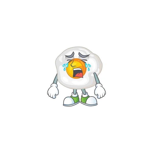 A Crying face of fried egg cartoon character design — Wektor stockowy